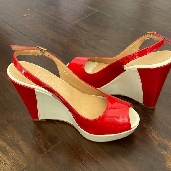Sesto Meucci Size 5 1/2 wedges white and red NWOB - Picture 2 of 6